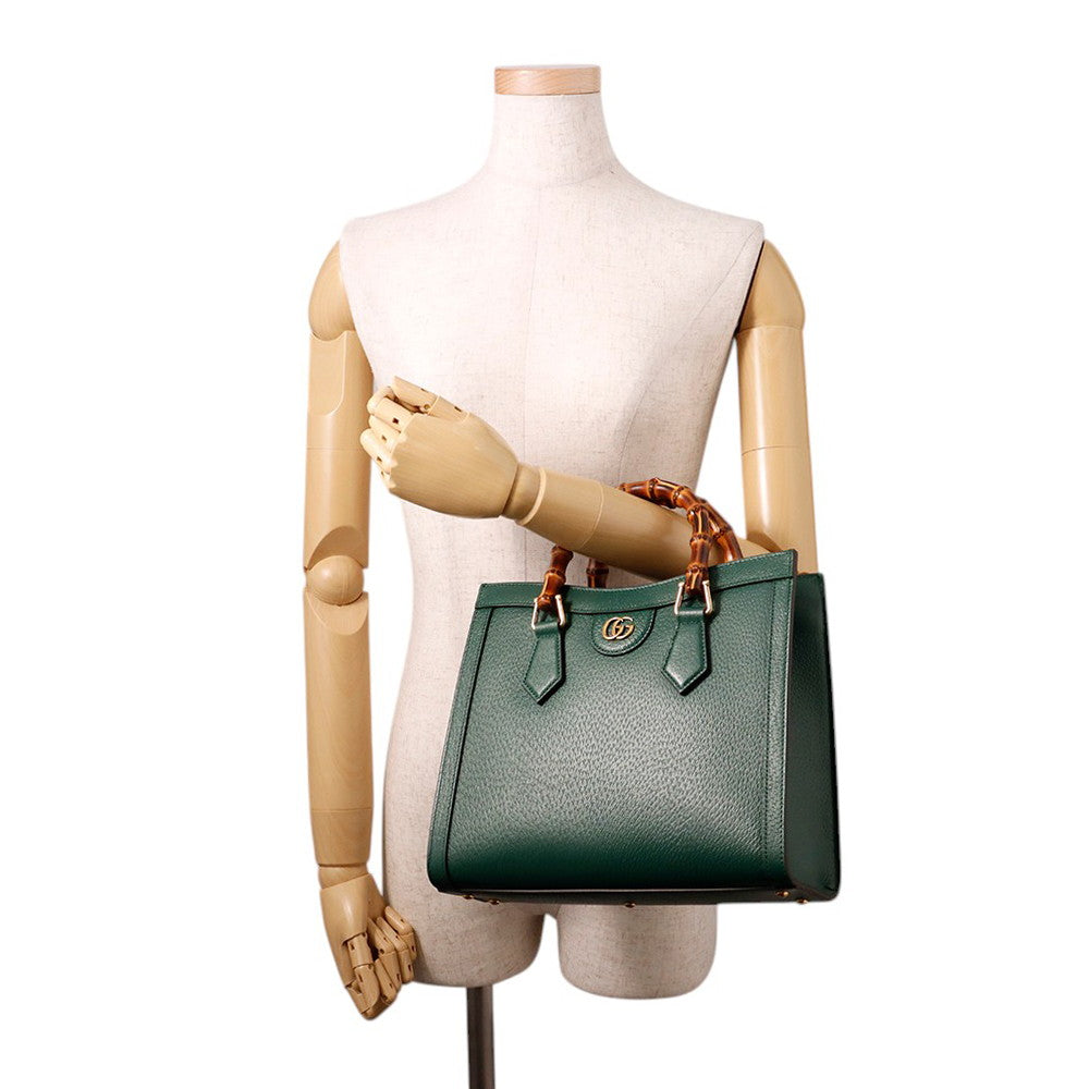 GUCCI Diana Bamboo 2-way Handbag Green702721 Leather Size Small