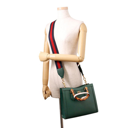 GUCCI Diana Bamboo 2-way Handbag Green702721 Leather Size Small
