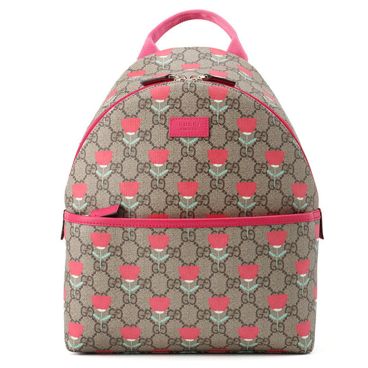 GUCCI Children's Kim Seung-yeon Flower Print Backpack Beige/Red782708 GG Supreme Leather