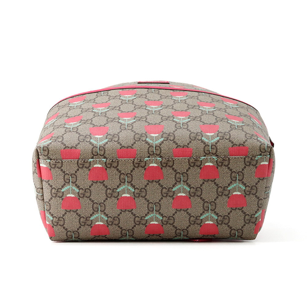 GUCCI Children's Kim Seung-yeon Flower Print Backpack Beige/Red782708 GG Supreme Leather