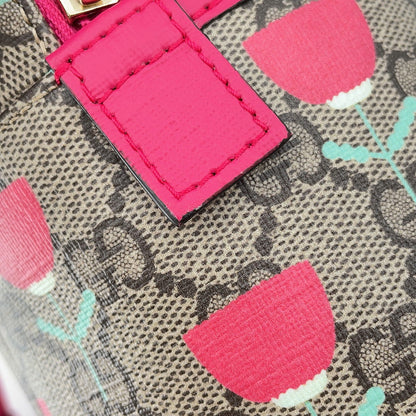 GUCCI Children's Kim Seung-yeon Flower Print Backpack Beige/Red782708 GG Supreme Leather