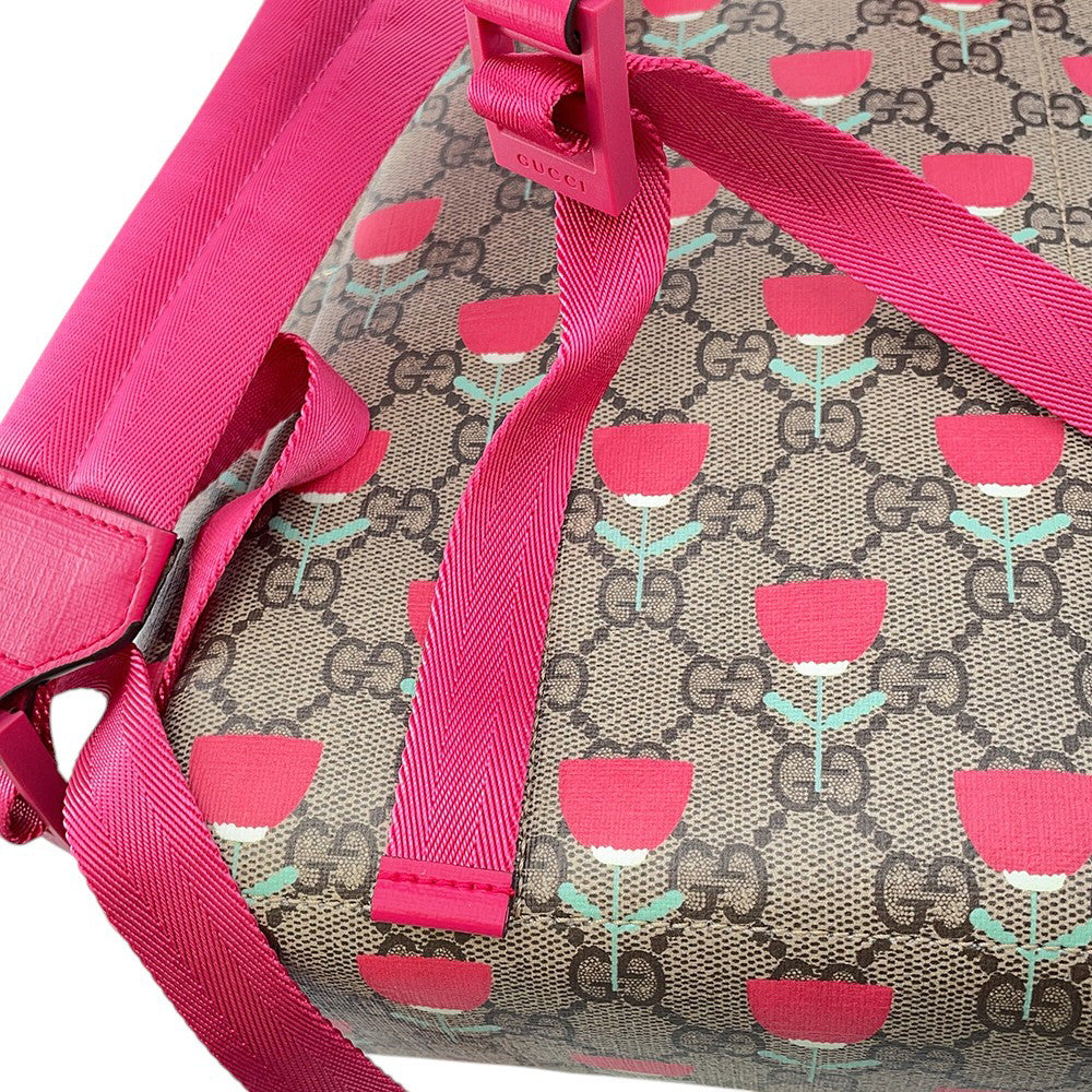 GUCCI Children's Kim Seung-yeon Flower Print Backpack Beige/Red782708 GG Supreme Leather