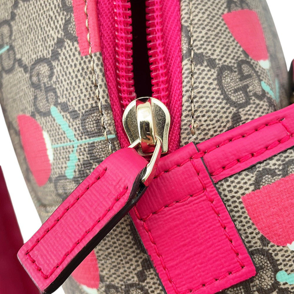 GUCCI Children's Kim Seung-yeon Flower Print Backpack Beige/Red782708 GG Supreme Leather