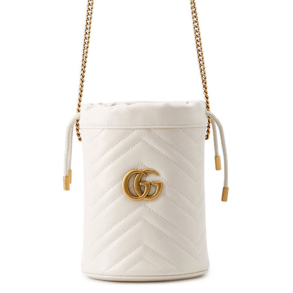 GUCCI GG Marmont Baguette Bag White575163 Leather Size Small