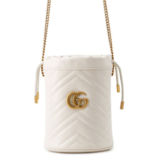GUCCI GG Marmont Baguette Bag White575163 Leather Size Small
