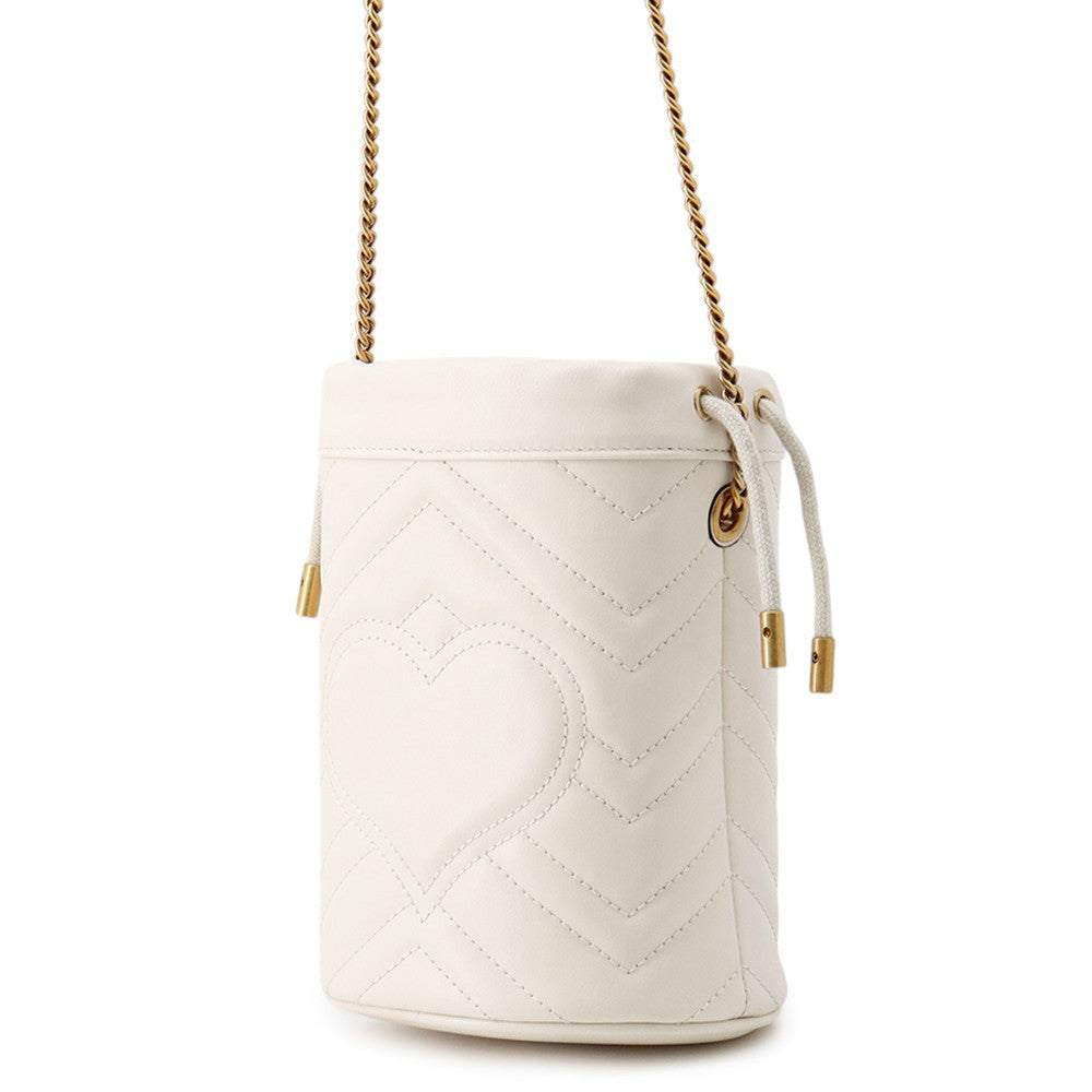 GUCCI GG Marmont Baguette Bag White575163 Leather Size Small