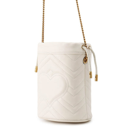 GUCCI GG Marmont Baguette Bag White575163 Leather Size Small