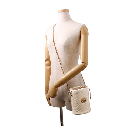 GUCCI GG Marmont Baguette Bag White575163 Leather Size Small