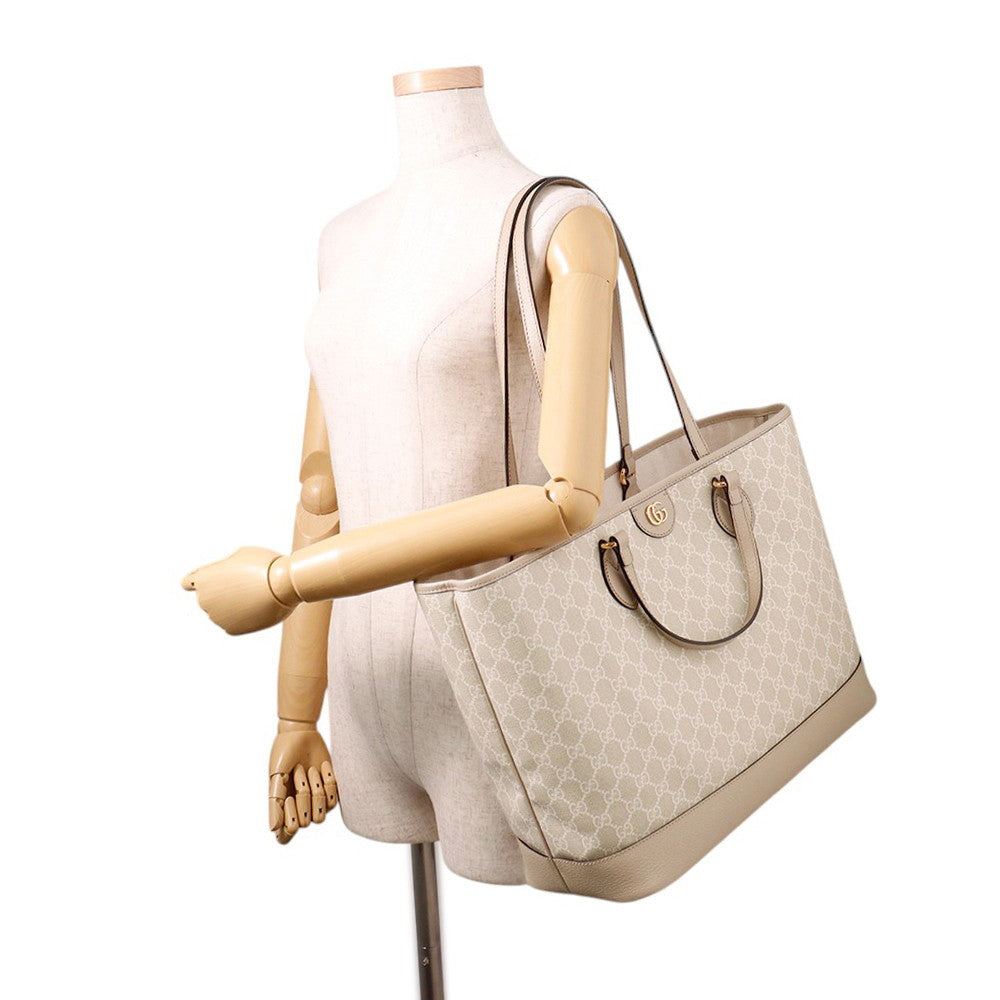 GUCCI Ophidia Tote Bag Beige778958 GG Supreme Leather Size Medium