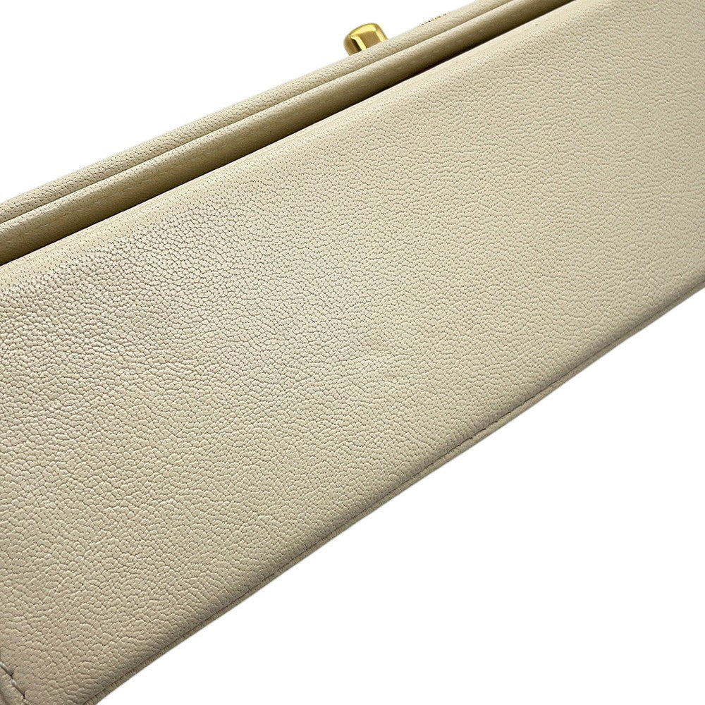 CHANEL Mademoiselle Double Flap Chain Shoulder Bag IvoryA93084 Leather