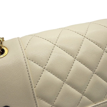 CHANEL Mademoiselle Double Flap Chain Shoulder Bag IvoryA93084 Leather