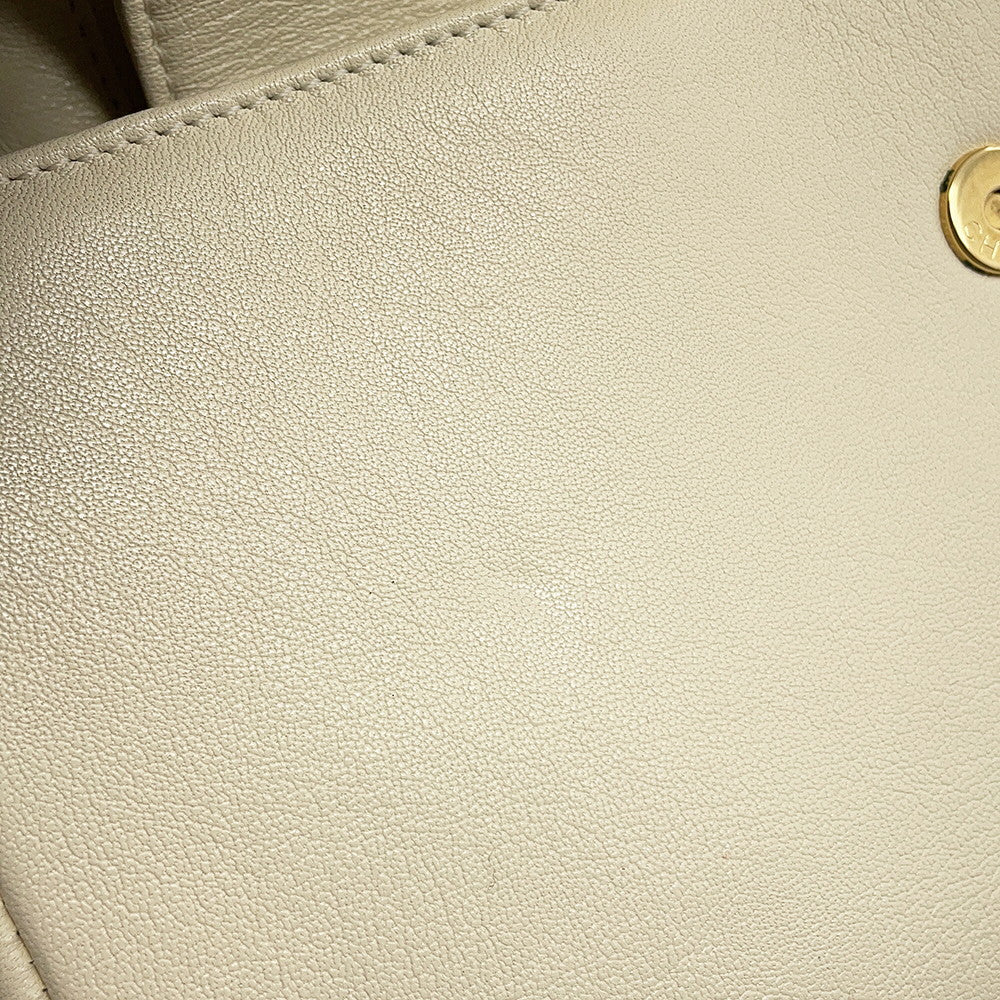 CHANEL Mademoiselle Double Flap Chain Shoulder Bag IvoryA93084 Leather