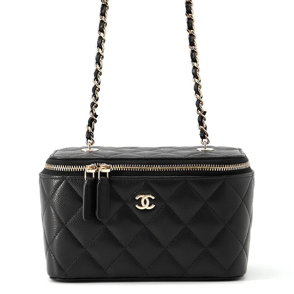 CHANEL Matelasse Vanity ChainShoulder Bag BlackAP1341 Caviar Leather