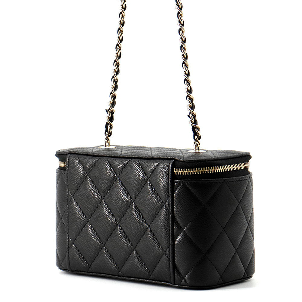 CHANEL Matelasse Vanity ChainShoulder Bag BlackAP1341 Caviar Leather