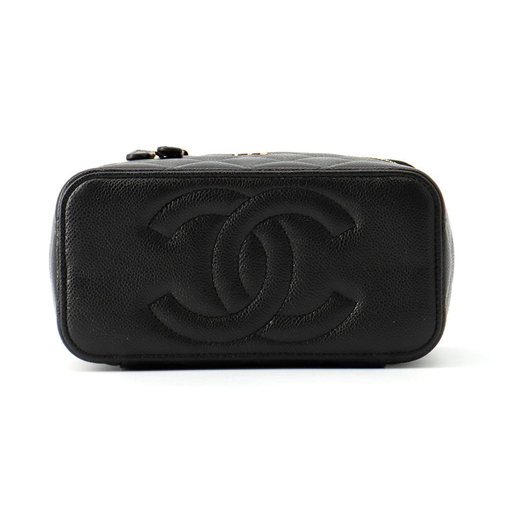 CHANEL Matelasse Vanity ChainShoulder Bag BlackAP1341 Caviar Leather
