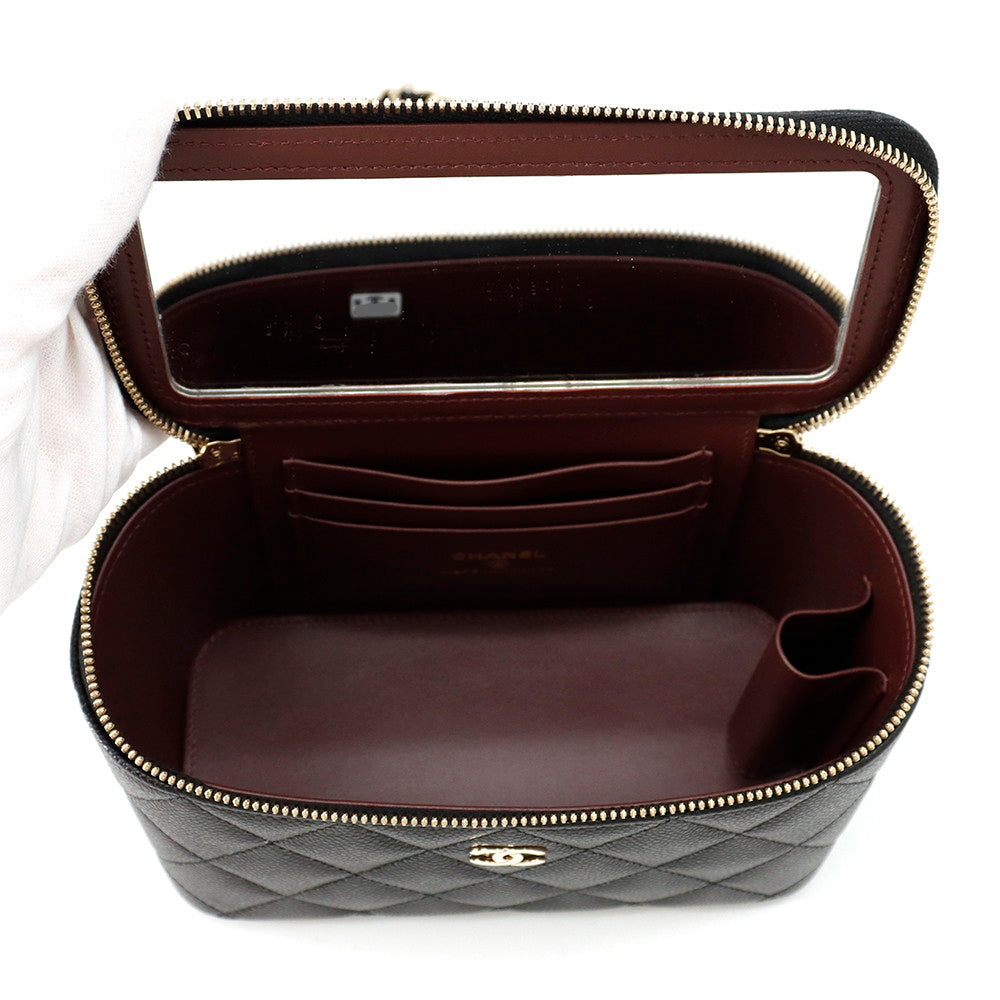 CHANEL Matelasse Vanity ChainShoulder Bag BlackAP1341 Caviar Leather