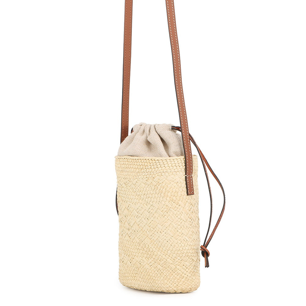 LOEWE Square Pocket Shoulder Bag Natural/TanC630G35X05 Ilaka Palm Calf Leather