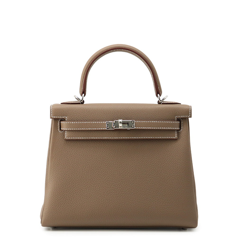 HERMES Kelly Retourne Etoupe Togo Leather Size 25