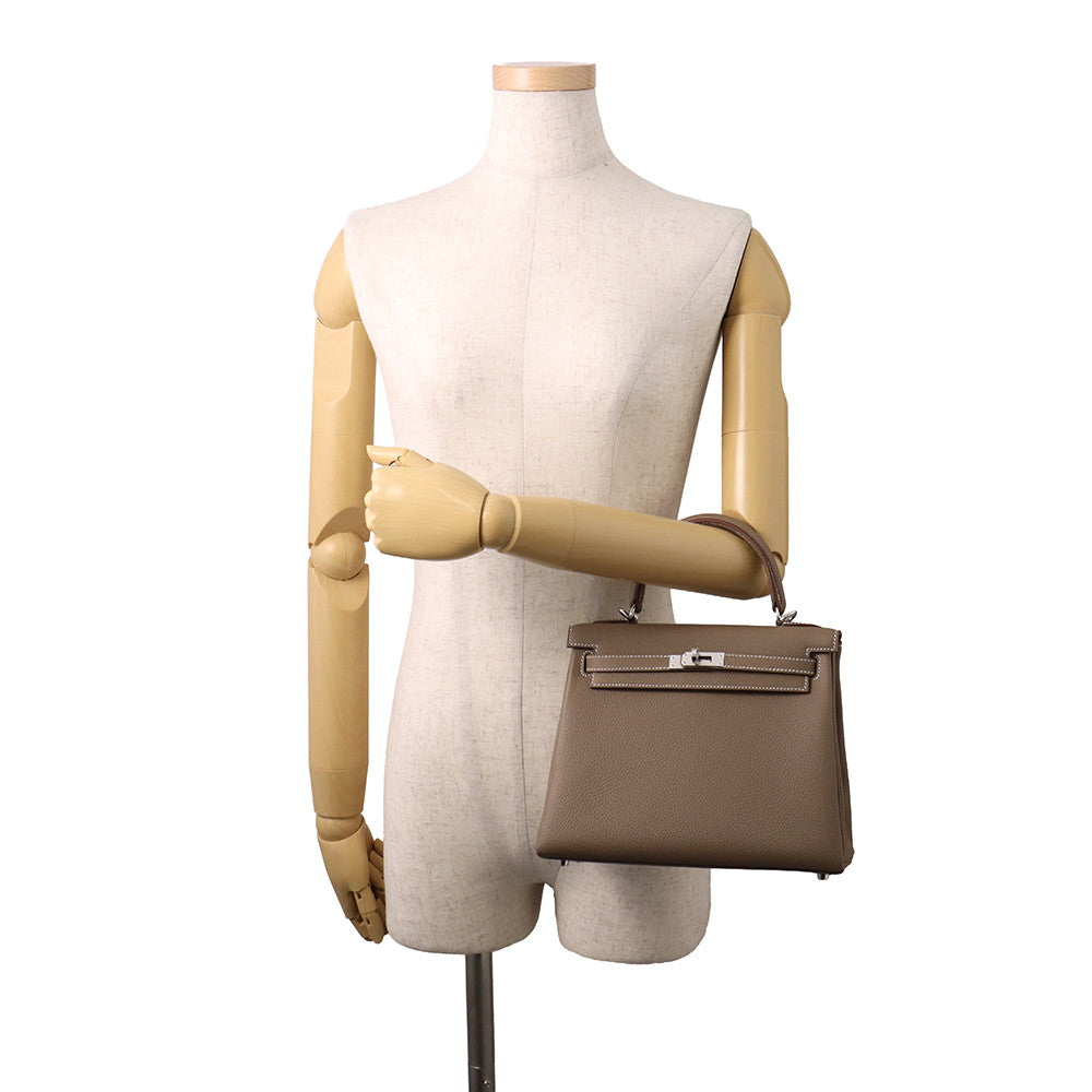 HERMES Kelly Retourne Etoupe Togo Leather Size 25