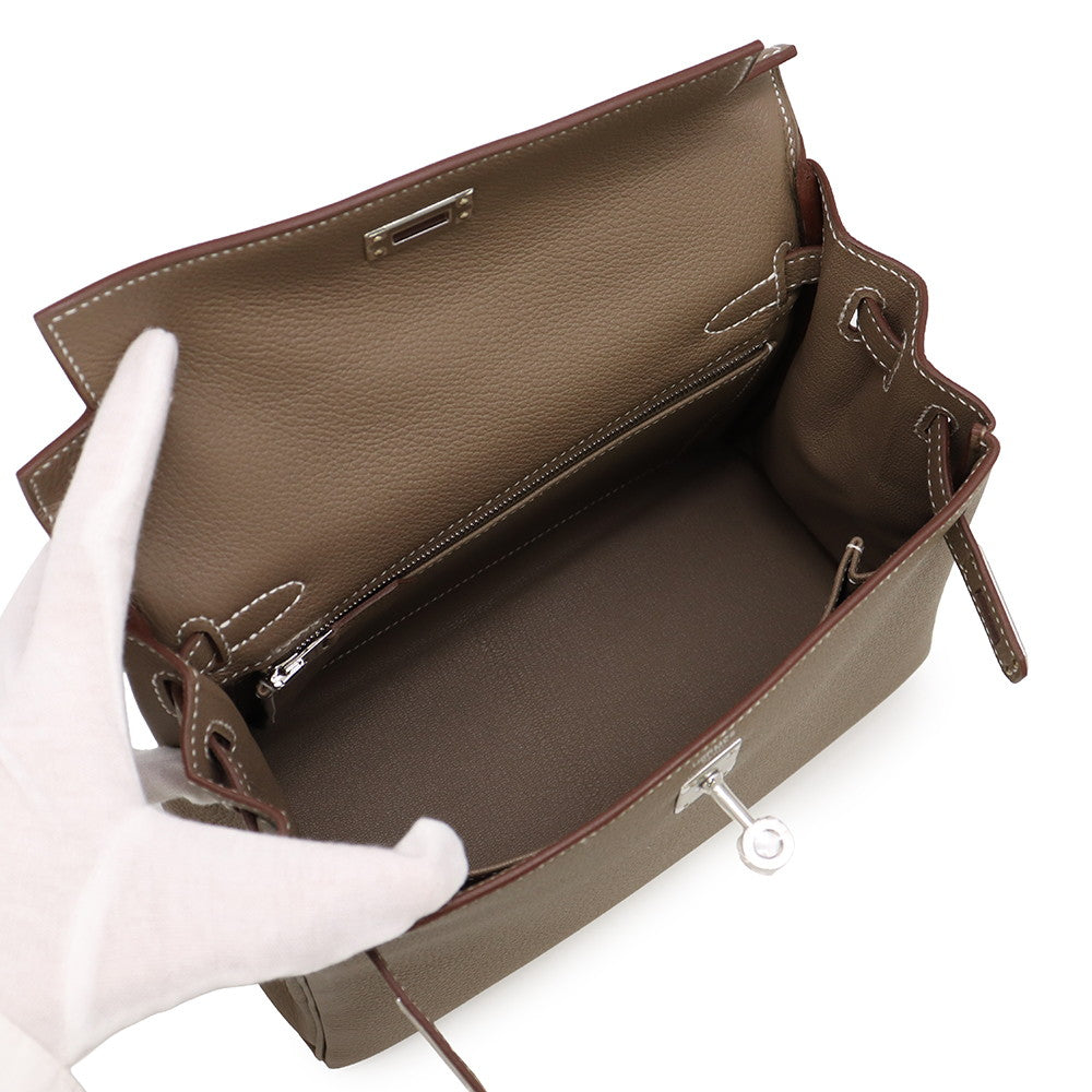HERMES Kelly Retourne Etoupe Togo Leather Size 25