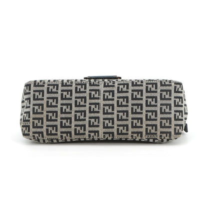 FENDI Zucchino Mamma Bucket Handbag Gray/Navy Canvas Leather