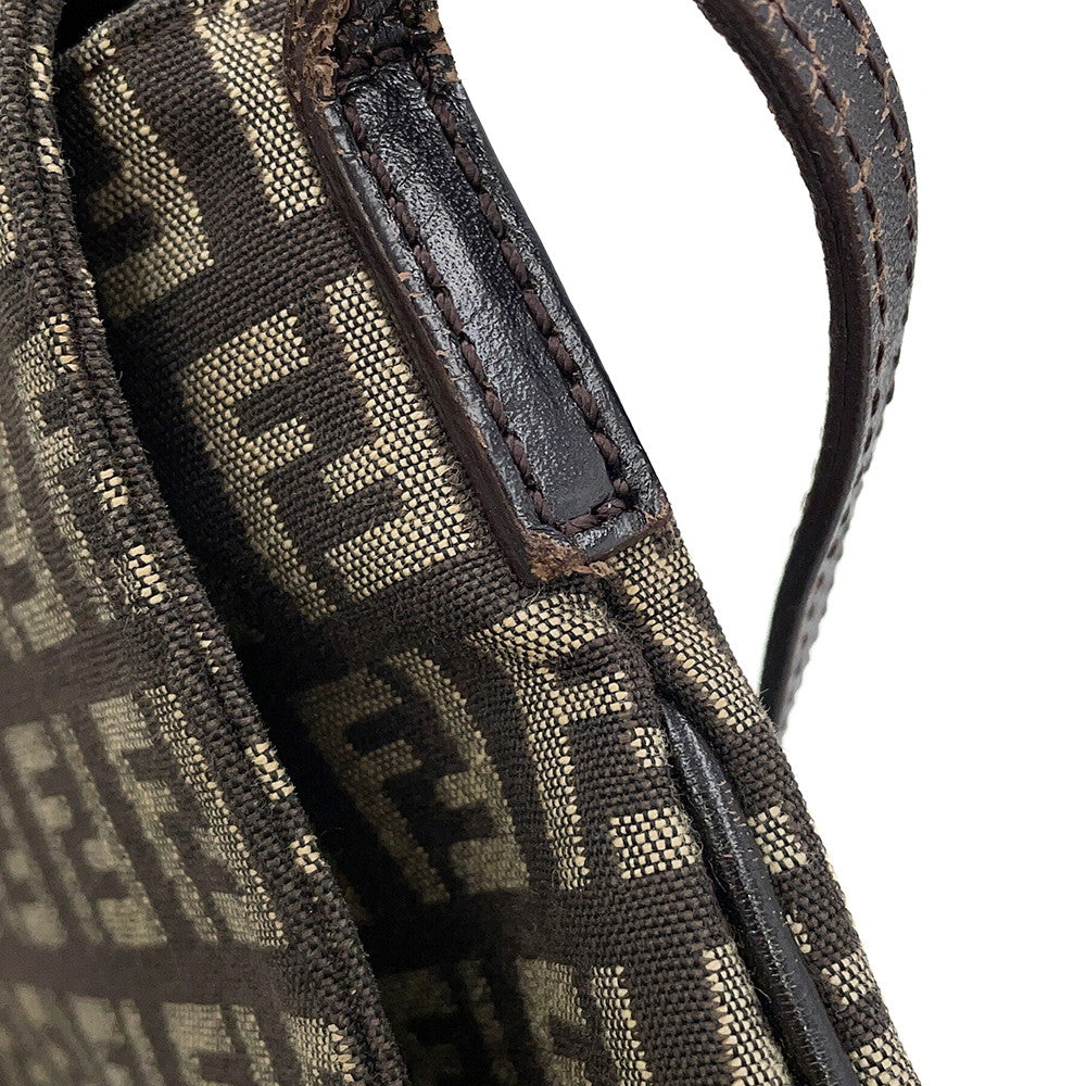 FENDI Zucchino Mamma Bucket Shoulder Bag Beige/Brown8BT075JQ4 Canvas Leather