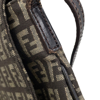 FENDI Zucchino Mamma Bucket Shoulder Bag Beige/Brown8BT075JQ4 Canvas Leather