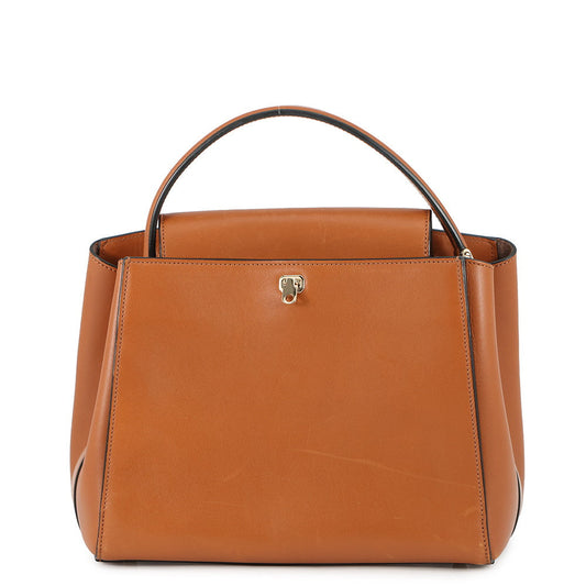 Valextra Valextra Brera 2WAY Handbag Brown Leather Size Medium