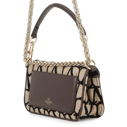 Valentino Garavani V-Sling Logo Chain Shoulder Bag Beige/Brown/Black2W0B0L97JSQ Canvas Leather
