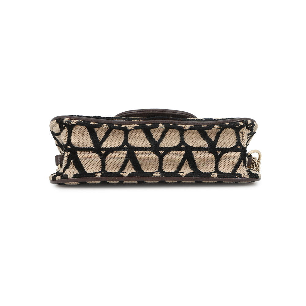 Valentino Garavani V-Sling Logo Chain Shoulder Bag Beige/Brown/Black2W0B0L97JSQ Canvas Leather