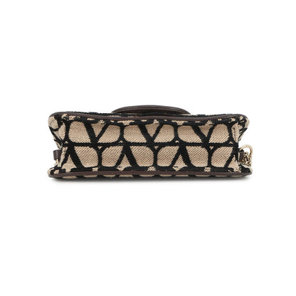 Valentino Garavani V-Sling Logo Chain Shoulder Bag Beige/Brown/Black2W0B0L97JSQ Canvas Leather