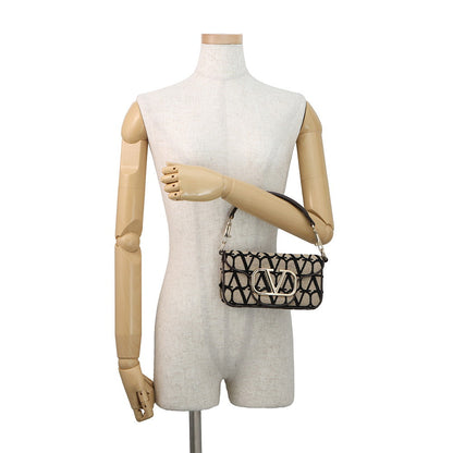 Valentino Garavani V-Sling Logo Chain Shoulder Bag Beige/Brown/Black2W0B0L97JSQ Canvas Leather