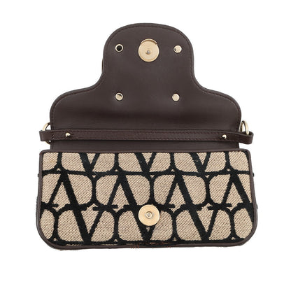 Valentino Garavani V-Sling Logo Chain Shoulder Bag Beige/Brown/Black2W0B0L97JSQ Canvas Leather