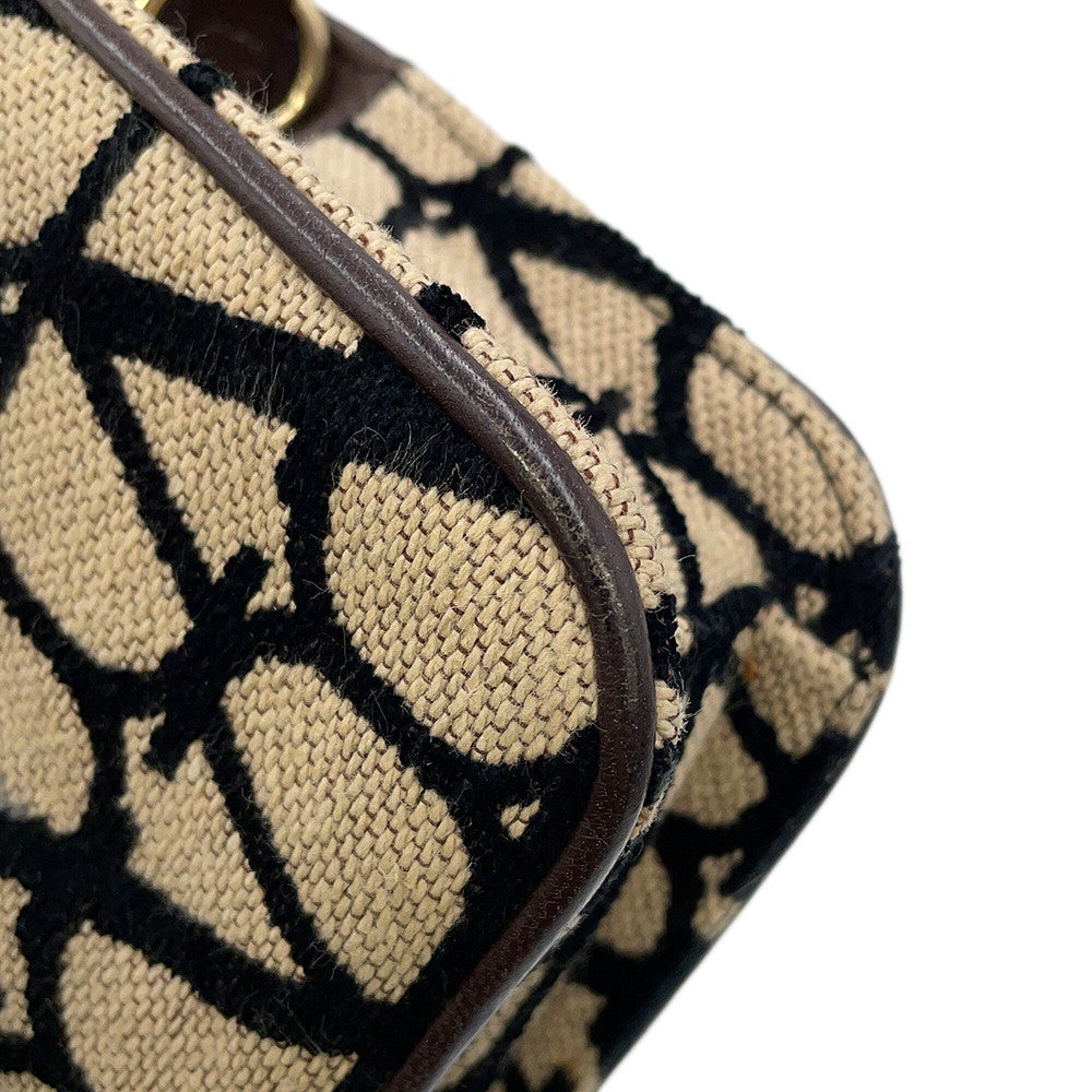 Valentino Garavani V-Sling Logo Chain Shoulder Bag Beige/Brown/Black2W0B0L97JSQ Canvas Leather