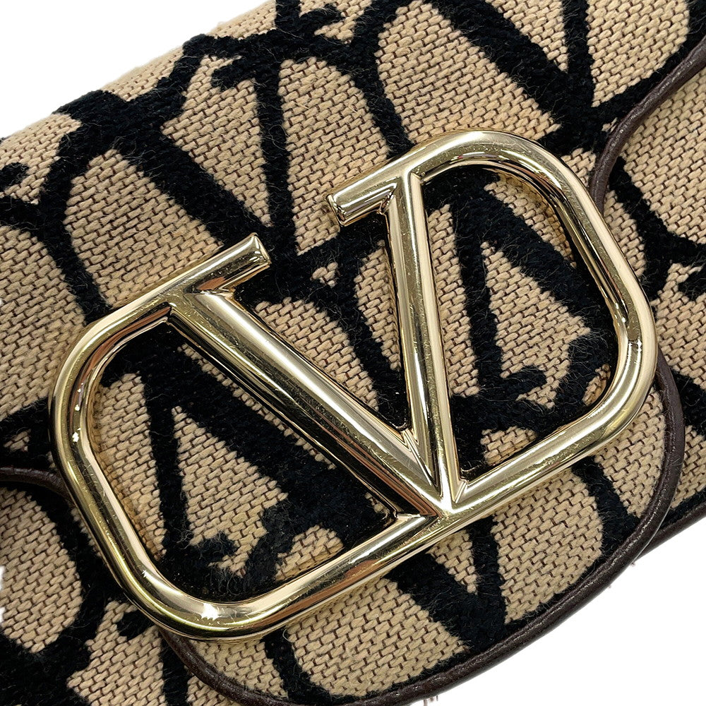 Valentino Garavani V-Sling Logo Chain Shoulder Bag Beige/Brown/Black2W0B0L97JSQ Canvas Leather