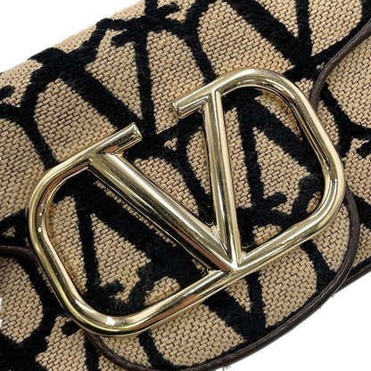 Valentino Garavani V-Sling Logo Chain Shoulder Bag Beige/Brown/Black2W0B0L97JSQ Canvas Leather