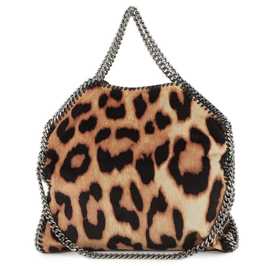 Stella McCartney Falabella Leopard 2WAY Chain Tote Bag Brown234387 W8571 suede