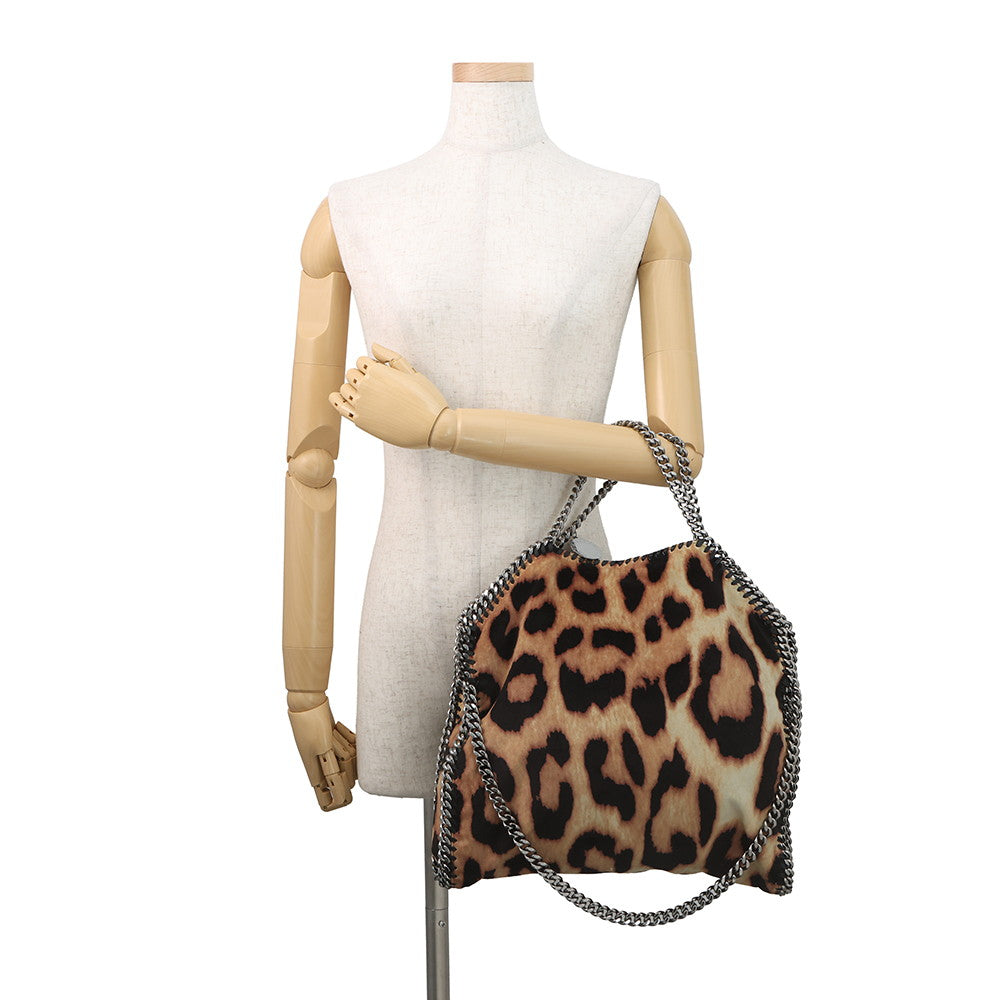 Stella McCartney Falabella Leopard 2WAY Chain Tote Bag Brown234387 W8571 suede