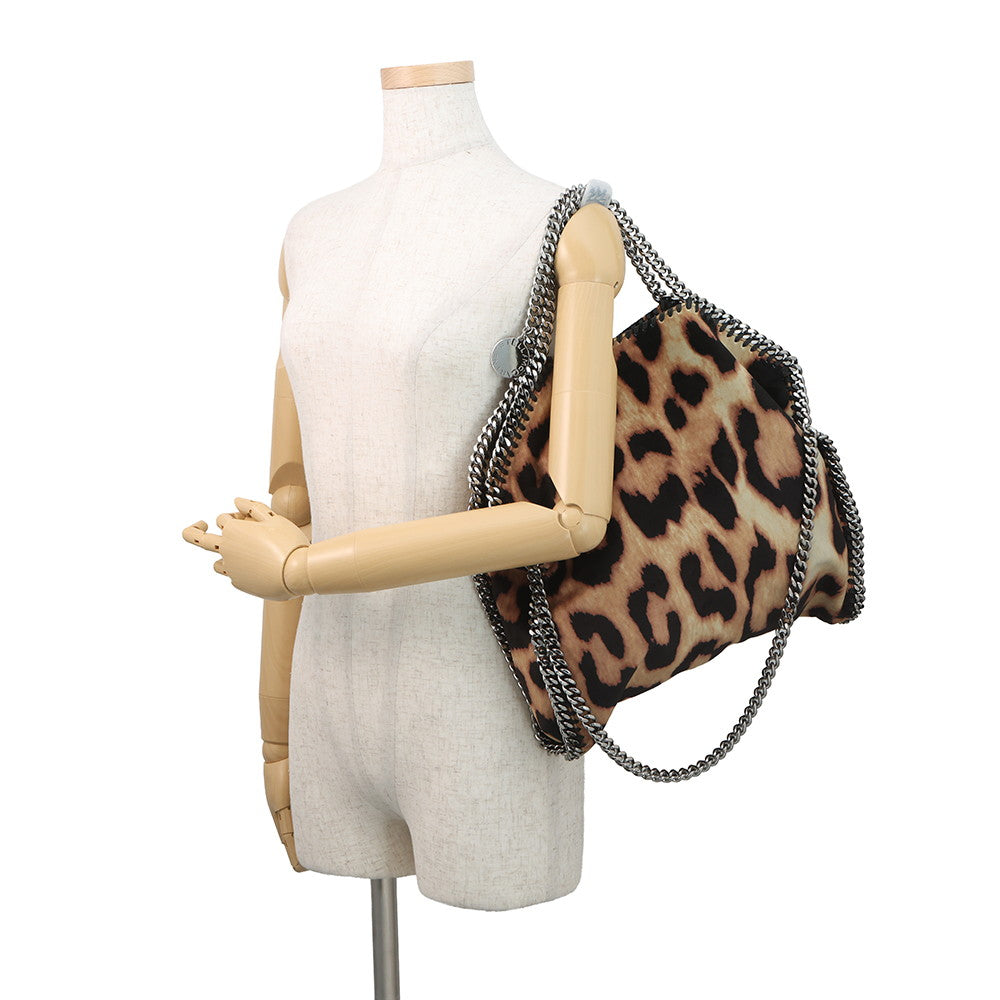 Stella McCartney Falabella Leopard 2WAY Chain Tote Bag Brown234387 W8571 suede
