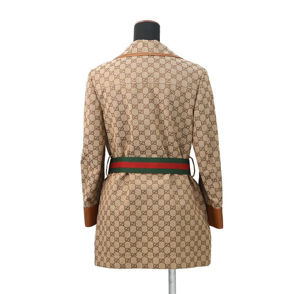 GUCCI GG Canvas Jacket Size 40 Beige682302 Cotton70% Cotton30%