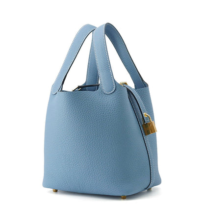 HERMES Picotin Lock New Blue Jean Taurillon Clemence Size PM