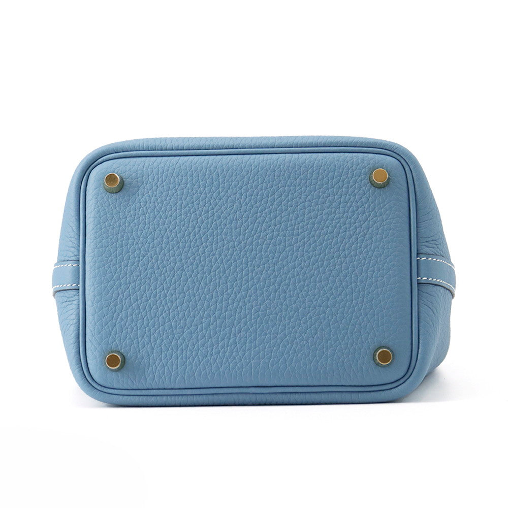 HERMES Picotin Lock New Blue Jean Taurillon Clemence Size PM