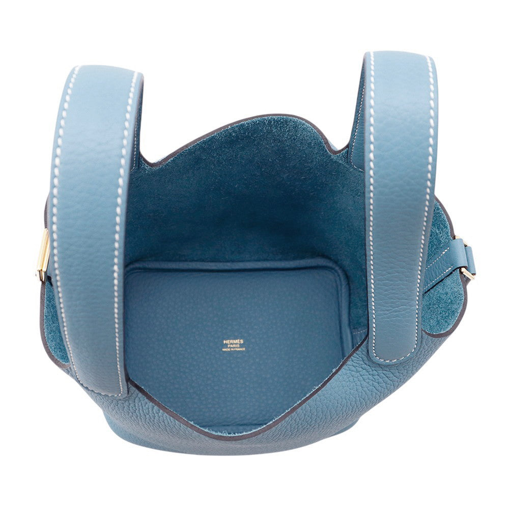 HERMES Picotin Lock New Blue Jean Taurillon Clemence Size PM