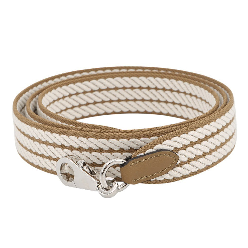 HERMES Bandouliere Sangle Cortage Long Biscuit/White Swift Leather Toile H Size 4.1"x1"