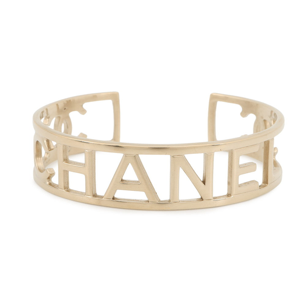 CHANEL CC Logo Bangle Gold Plated