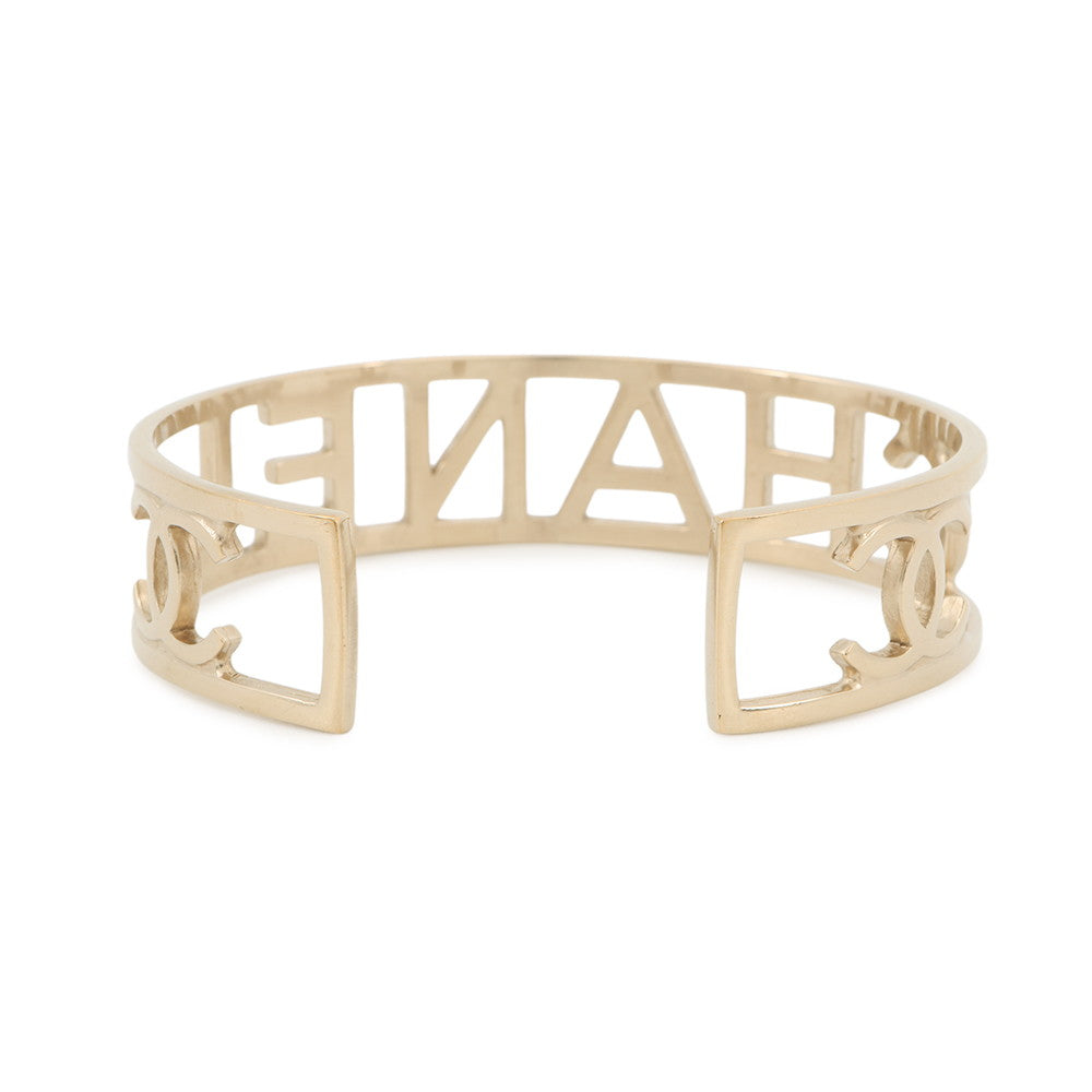 CHANEL CC Logo Bangle Gold Plated
