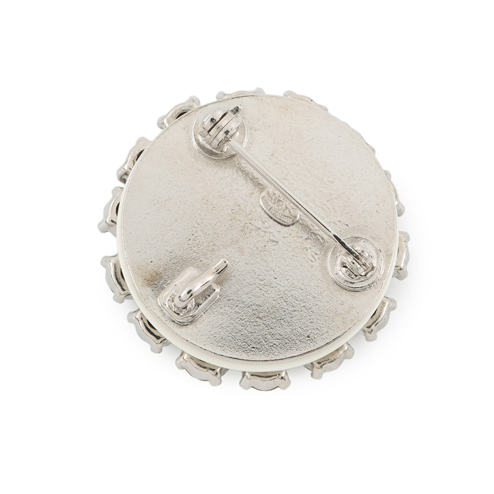CHANEL Brooch CC Logo CircleA15462-Y01706-Z2381 Metal Plastic Rhinestone