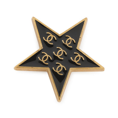 CHANEL Brooch Star CC Logo Gold Plated Resin