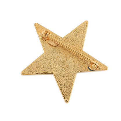 CHANEL Brooch Star CC Logo Gold Plated Resin