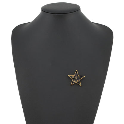 CHANEL Brooch Star CC Logo Gold Plated Resin